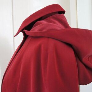 Preston & York Long Red Hooded Double Breasted Winter Trench Rain Coat Size 6